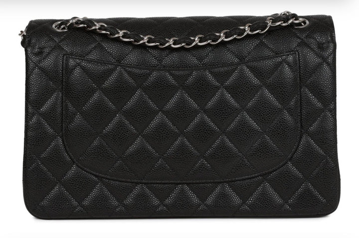 CHANEL CAVIAR QUILTED CLASSIC JUMBO DOUBLE FLAP SHOULDER BAG
