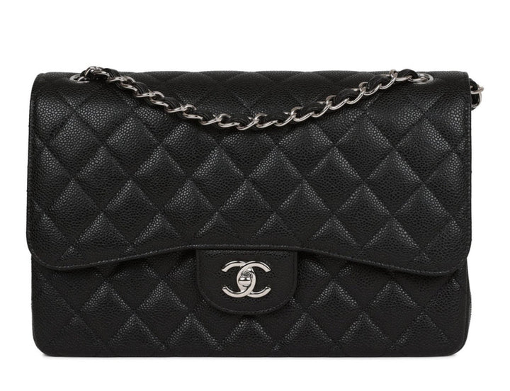 CHANEL CAVIAR QUILTED CLASSIC JUMBO DOUBLE FLAP SHOULDER BAG