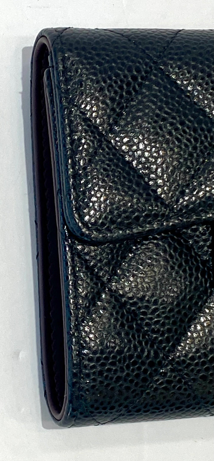CHANEL CAVIAR QUILTED CC CLASSIC TRI-FOLD WALLET