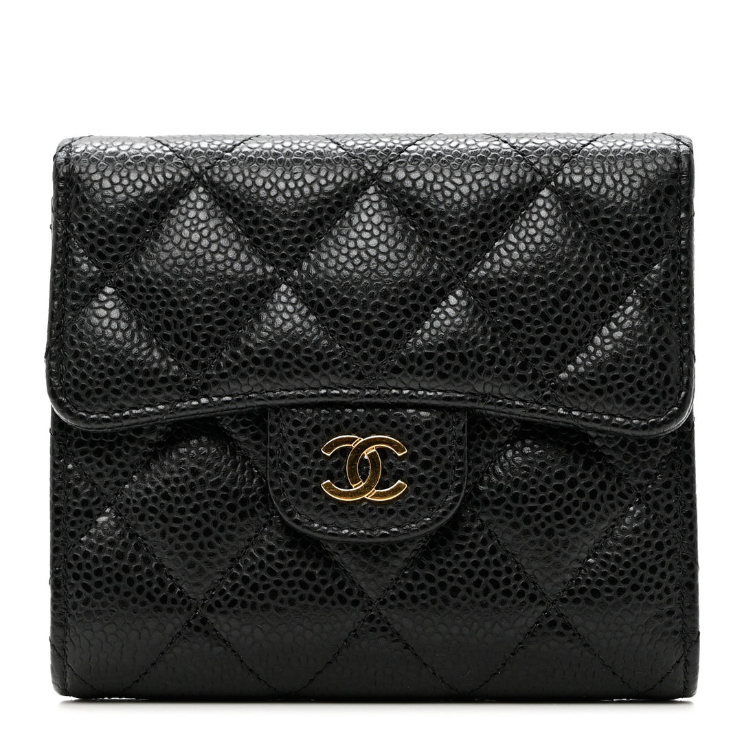CHANEL CAVIAR QUILTED CC CLASSIC TRI-FOLD WALLET