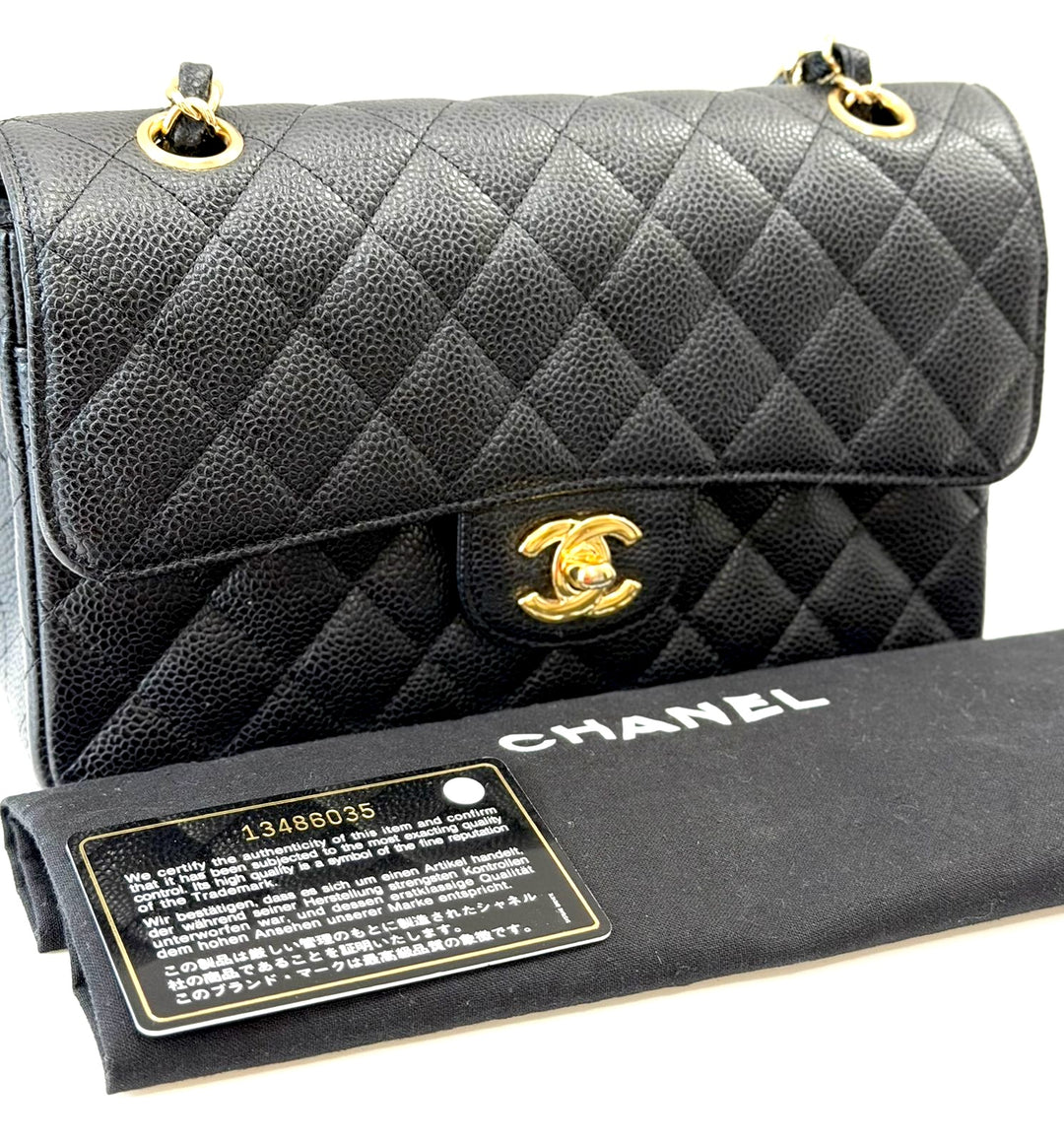 CHANEL CAVIAR QUILTED 24K GOLD-PLATED SMALL CLASSIC DOUBLE FLAP BAG