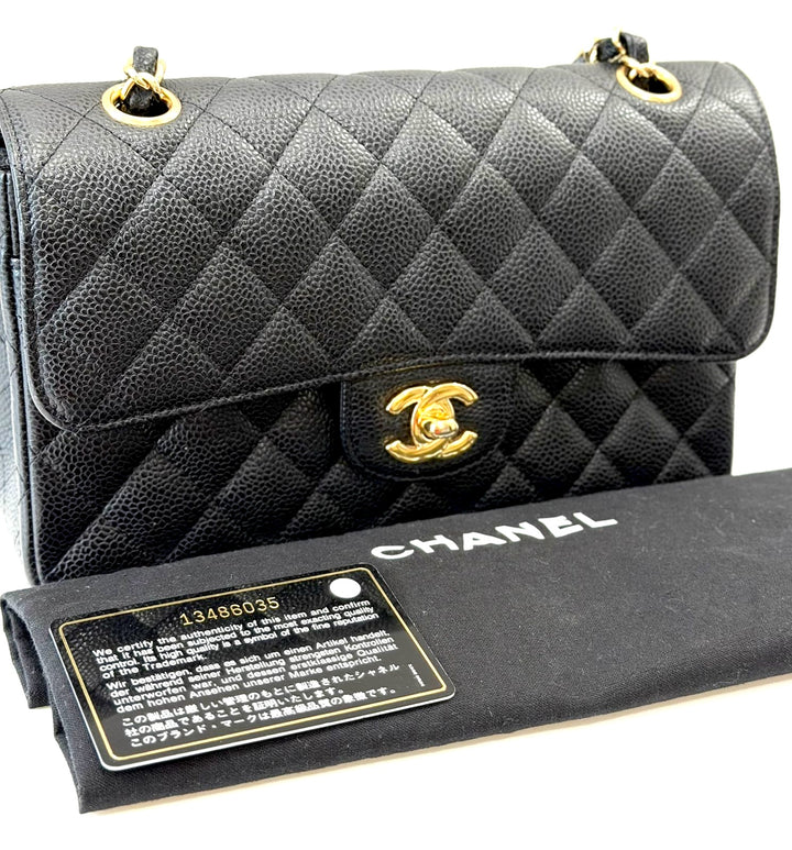 CHANEL CAVIAR QUILTED 24K GOLD-PLATED SMALL CLASSIC DOUBLE FLAP BAG