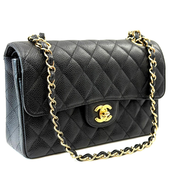 CHANEL CAVIAR QUILTED 24K GOLD-PLATED SMALL CLASSIC DOUBLE FLAP BAG