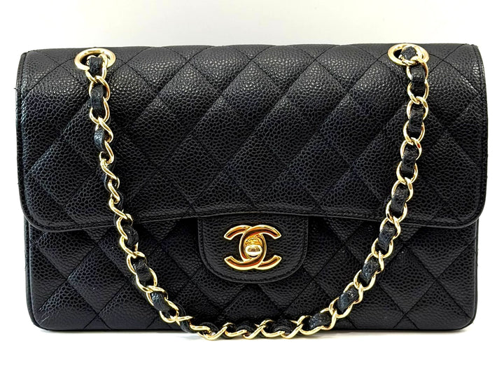 CHANEL CAVIAR QUILTED 24K GOLD-PLATED SMALL CLASSIC DOUBLE FLAP BAG