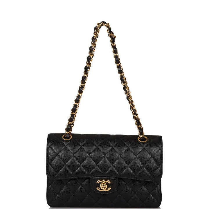 CHANEL CAVIAR QUILTED 24K GOLD-PLATED SMALL CLASSIC DOUBLE FLAP BAG
