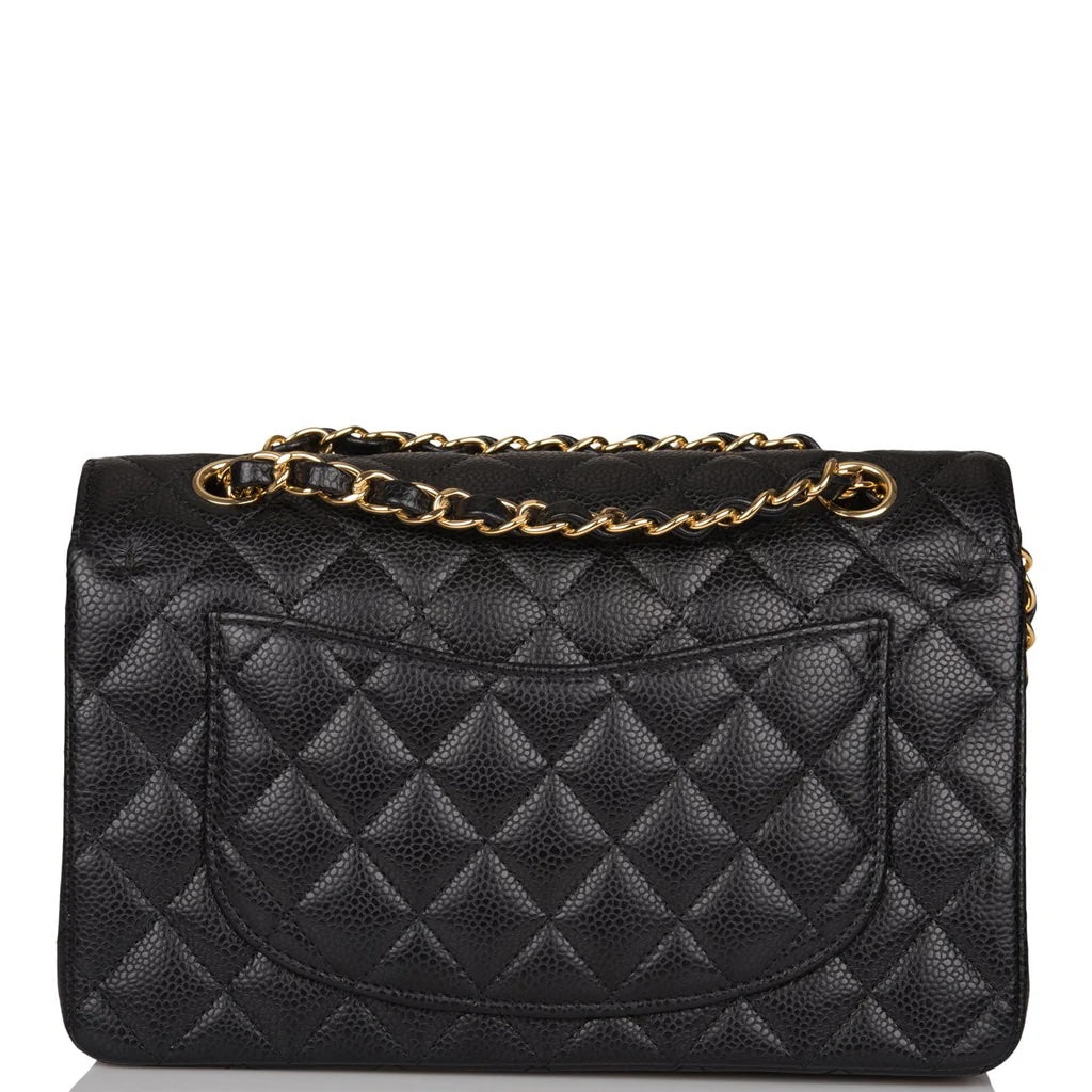 CHANEL CAVIAR QUILTED 24K GOLD-PLATED SMALL CLASSIC DOUBLE FLAP BAG