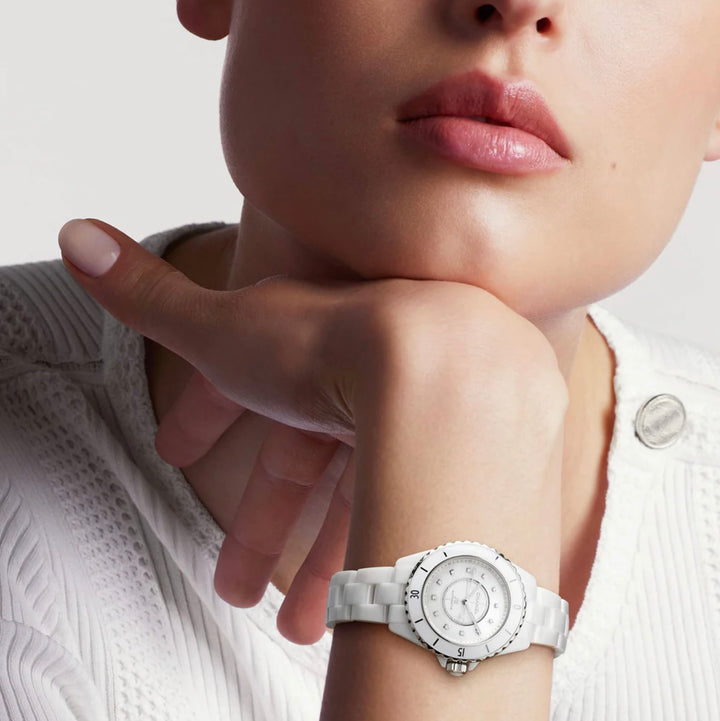 CHANEL J12 CALIBER 12.1 38MM DIAMOND WHITE CERAMIC WATCH