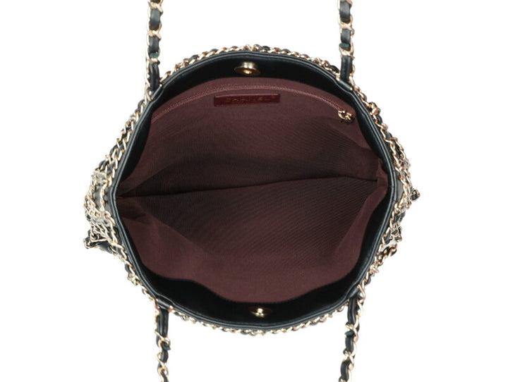 CHANEL CC FRAME CHAIN CAGE LAMBSKIN LEATHER TOTE BAG