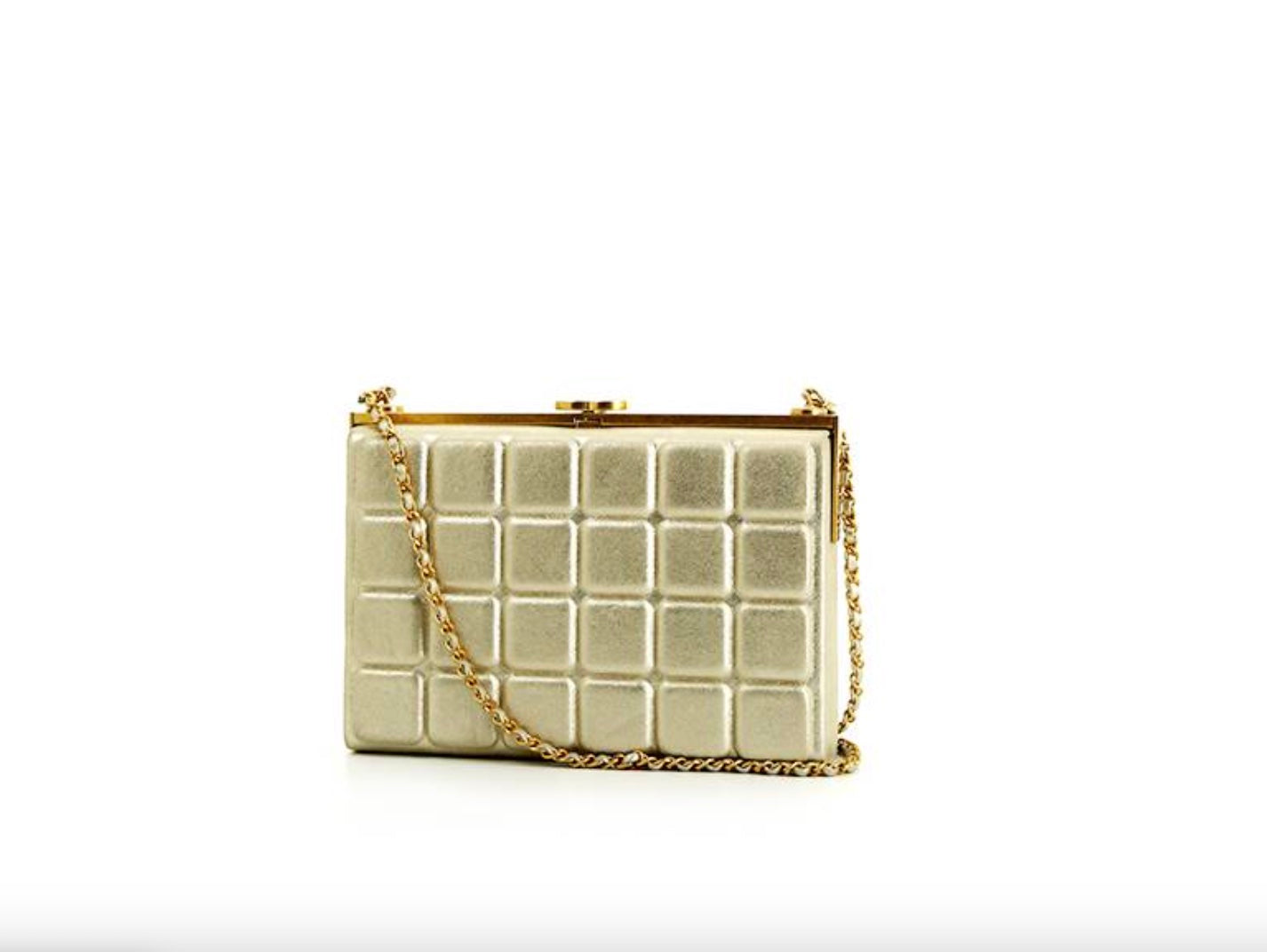 CHANEL CHOCO BAR METALLIC GOLD LEATHER SHOULDER BAG – Caroline's ...