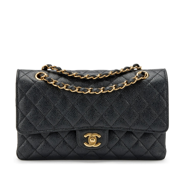 CHANEL QUILTED CAVIAR LEATHER CLASSIC DOUBLE FLAP MEDIUM BAG