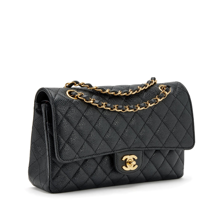 CHANEL QUILTED CAVIAR LEATHER CLASSIC DOUBLE FLAP MEDIUM BAG
