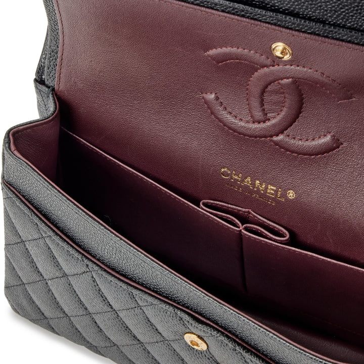 CHANEL QUILTED CAVIAR LEATHER CLASSIC DOUBLE FLAP MEDIUM BAG