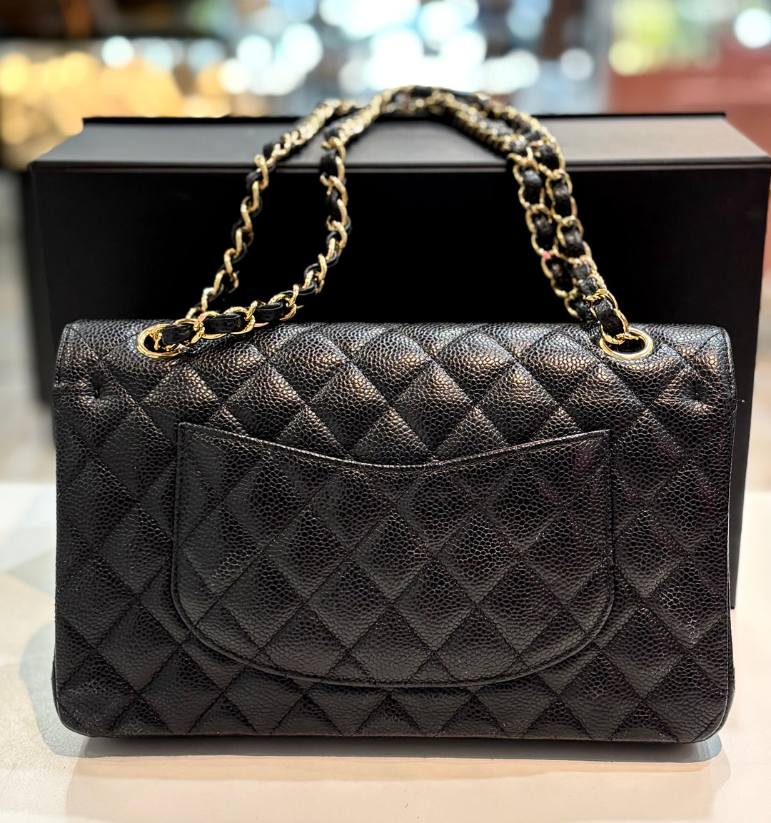CHANEL QUILTED CAVIAR LEATHER CLASSIC DOUBLE FLAP MEDIUM BAG