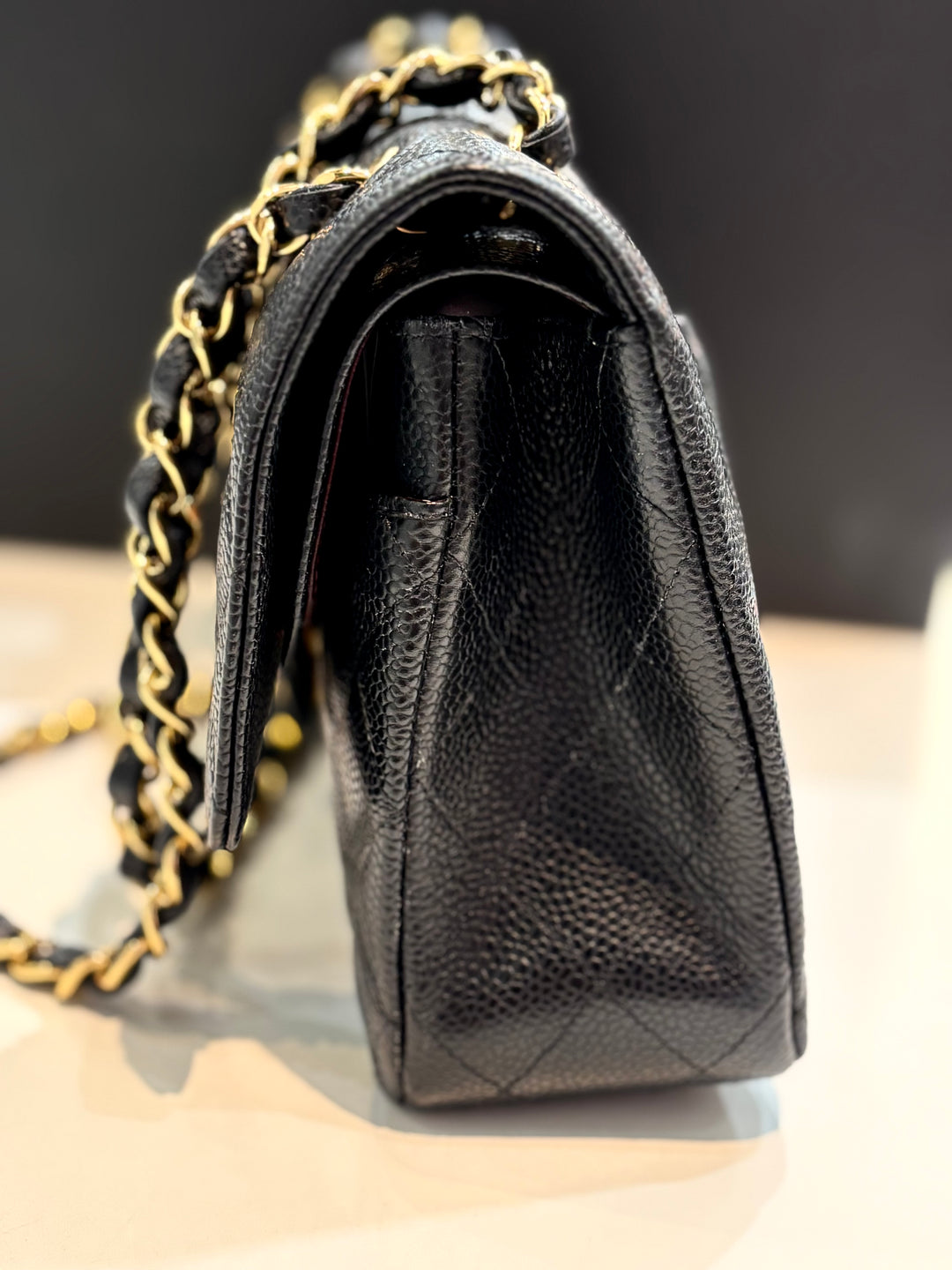 CHANEL QUILTED CAVIAR LEATHER CLASSIC DOUBLE FLAP MEDIUM BAG