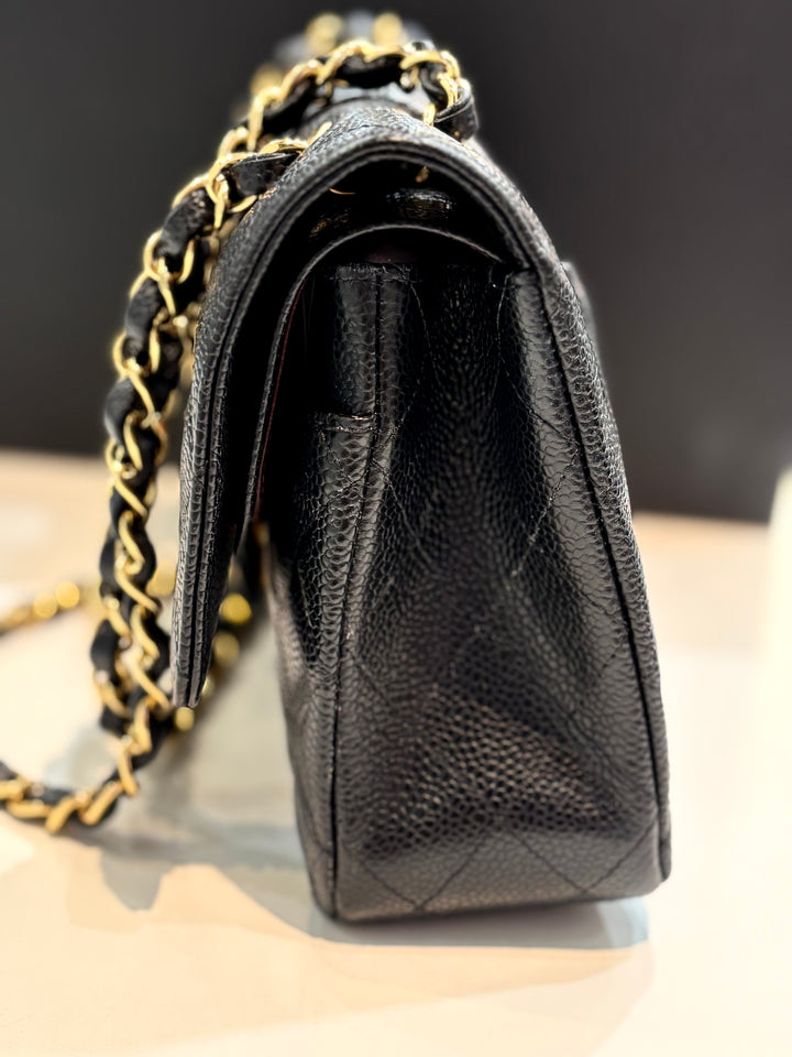 CHANEL QUILTED CAVIAR LEATHER CLASSIC DOUBLE FLAP MEDIUM BAG