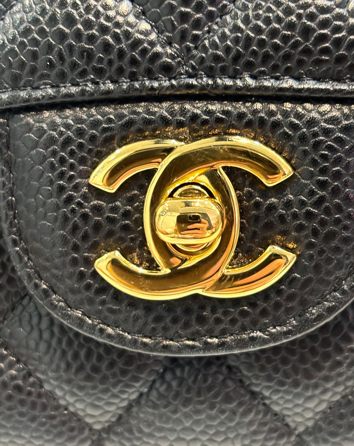 CHANEL QUILTED CAVIAR LEATHER CLASSIC DOUBLE FLAP MEDIUM BAG