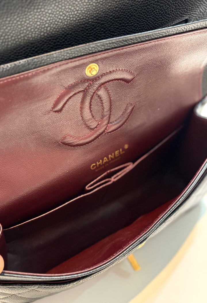 CHANEL QUILTED CAVIAR LEATHER CLASSIC DOUBLE FLAP MEDIUM BAG