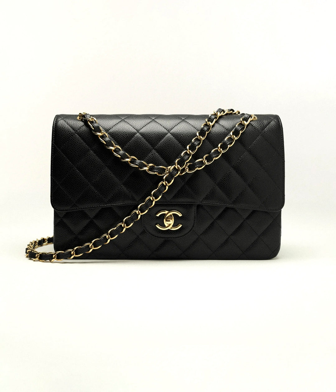 CHANEL CLASSIC CAVIAR QUILTED DOUBLE FLAP LARGE BAG