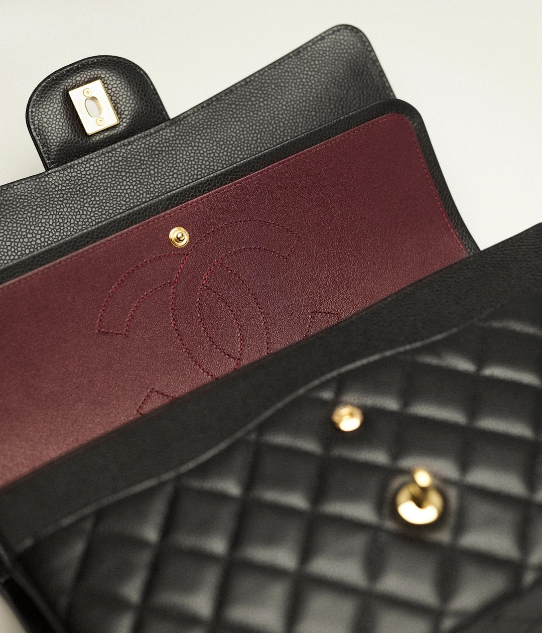 CHANEL CLASSIC CAVIAR QUILTED DOUBLE FLAP LARGE BAG