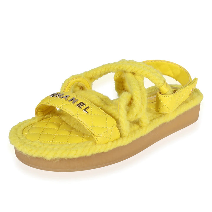 CHANEL QUILTED LOGO CORD &amp; LAMBSKIN SANDALS