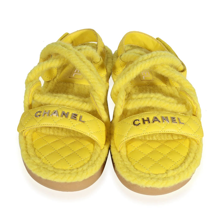 CHANEL QUILTED LOGO CORD &amp; LAMBSKIN SANDALS