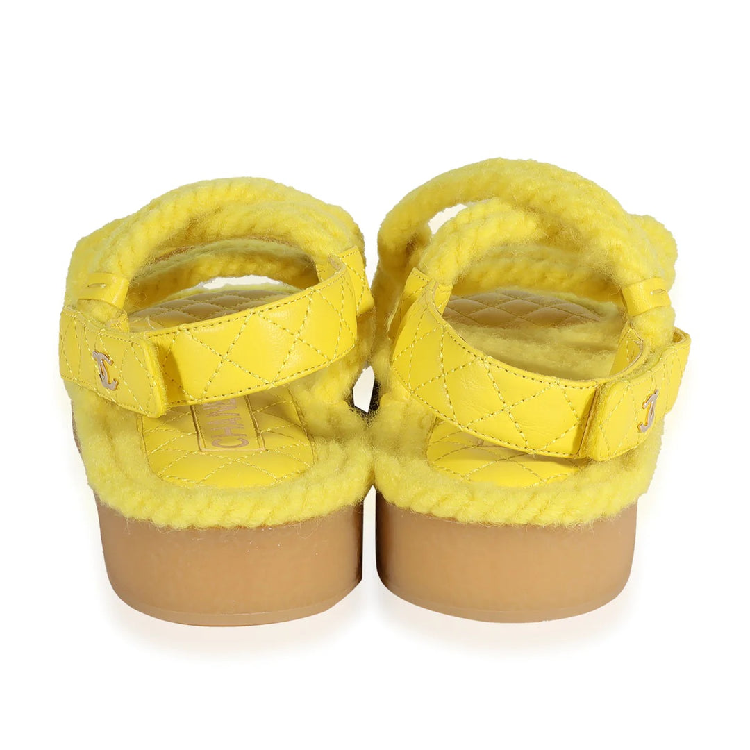 CHANEL QUILTED LOGO CORD &amp; LAMBSKIN SANDALS