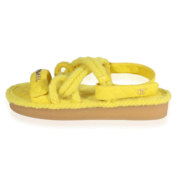 CHANEL QUILTED LOGO CORD &amp; LAMBSKIN SANDALS