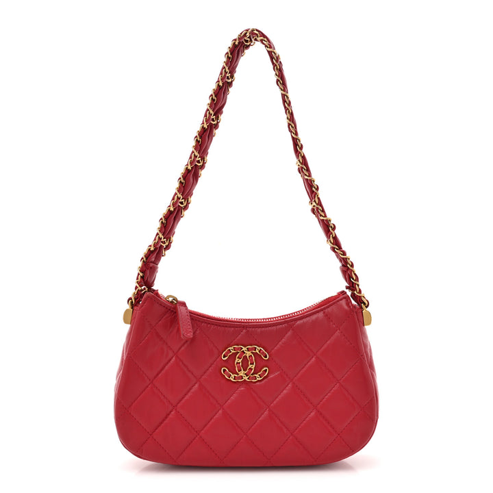CHANEL CRUMPLED QUILTED CALFSKIN SMALL CHANEL 19 HOBO