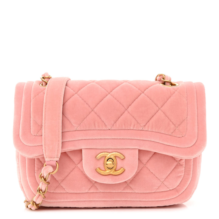 CHANEL QUILTED VELVET DOUBLE FRAME MINI FLAP BAG