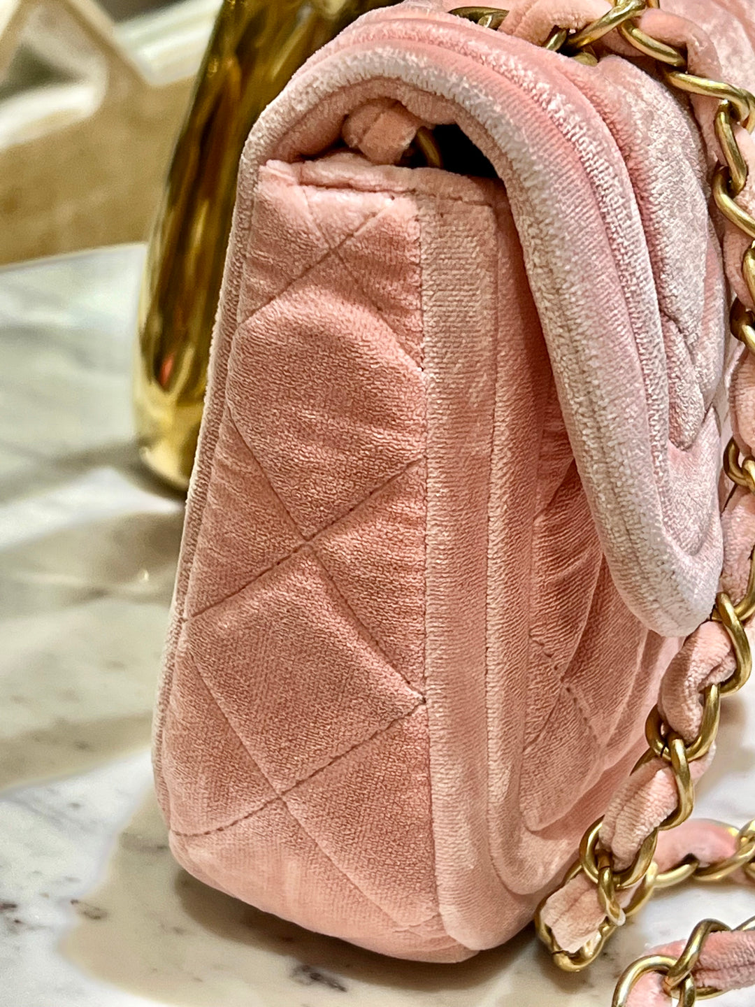 CHANEL QUILTED VELVET DOUBLE FRAME MINI FLAP BAG