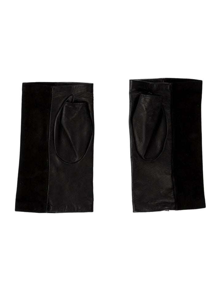 CHANEL CC FINGERLESS LAMBSKIN LEATHER GLOVES