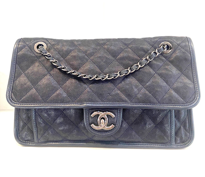CHANEL FRENCH RIVIERA QUILTED CAVIAR MEDIUM FLAP BAG