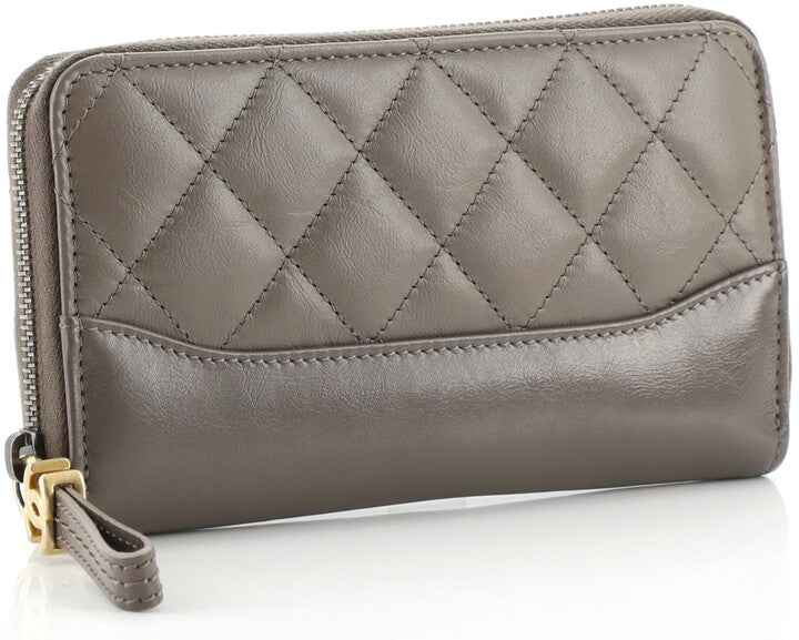 CHANEL QUILTED AGED CALFSKIN SMALL GABRIEL ZIPPY WALLET