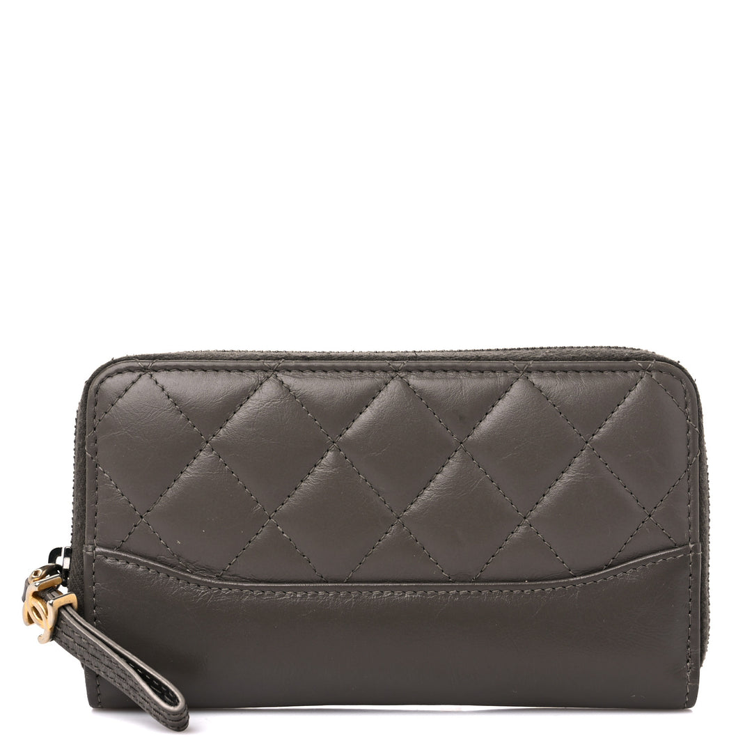 CHANEL QUILTED AGED CALFSKIN SMALL GABRIEL ZIPPY WALLET