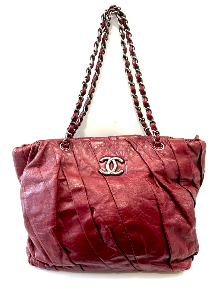 CHANEL CC GLAZED TWISTED CALFSKIN LEATHER LARGE TOTE BAG