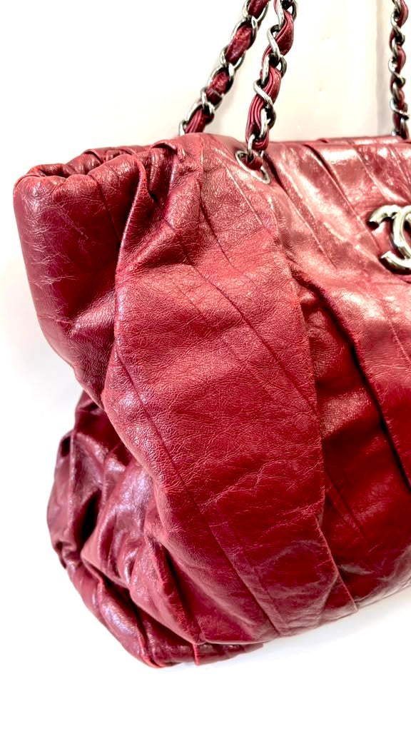 CHANEL CC GLAZED TWISTED CALFSKIN LEATHER LARGE TOTE BAG