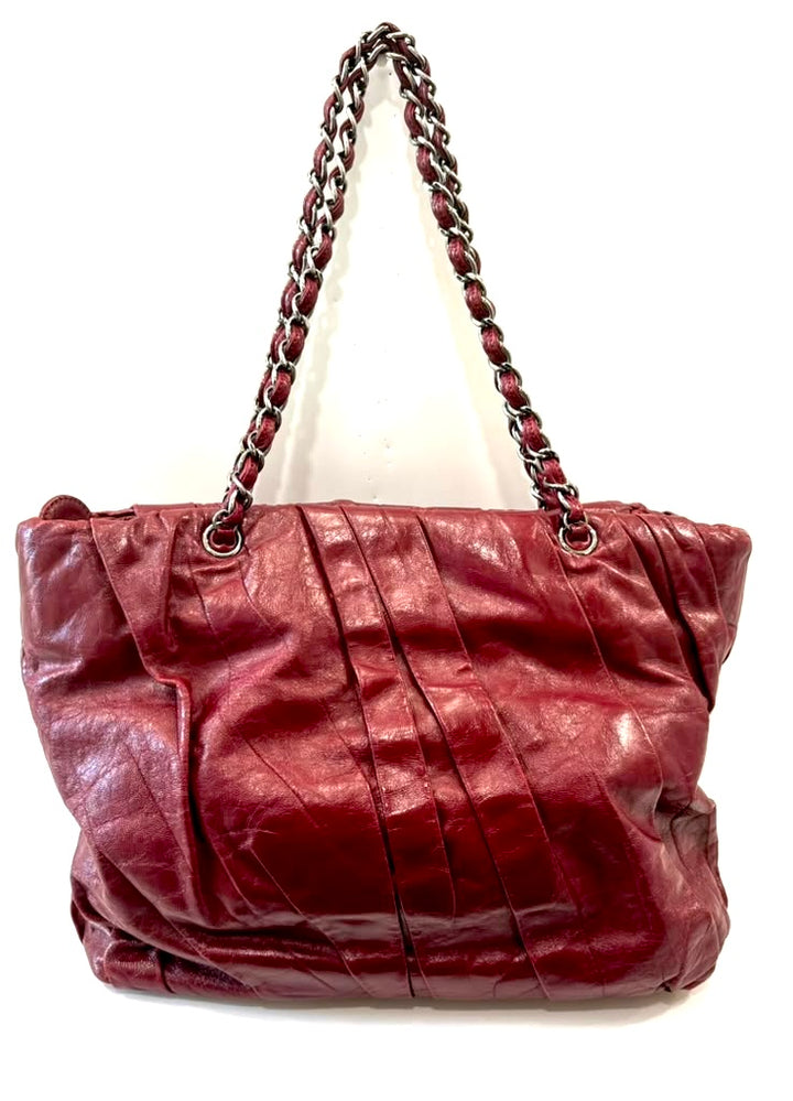 CHANEL CC GLAZED TWISTED CALFSKIN LEATHER LARGE TOTE BAG