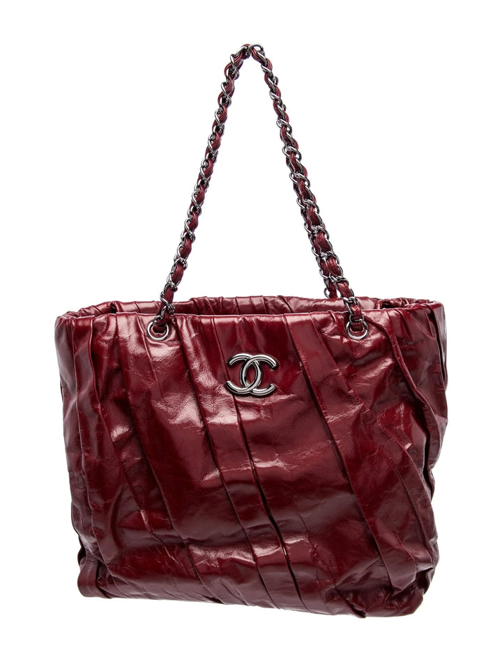 CHANEL CC GLAZED TWISTED CALFSKIN LEATHER LARGE TOTE BAG