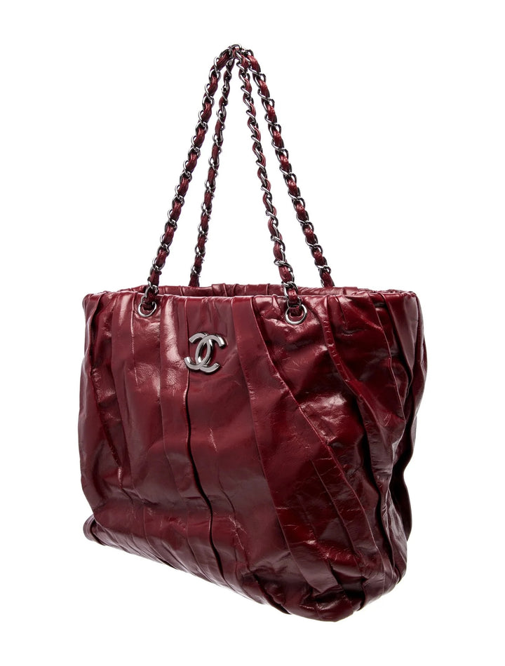 CHANEL CC GLAZED TWISTED CALFSKIN LEATHER LARGE TOTE BAG