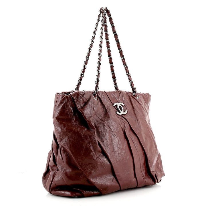 CHANEL CC GLAZED TWISTED CALFSKIN LEATHER LARGE TOTE BAG