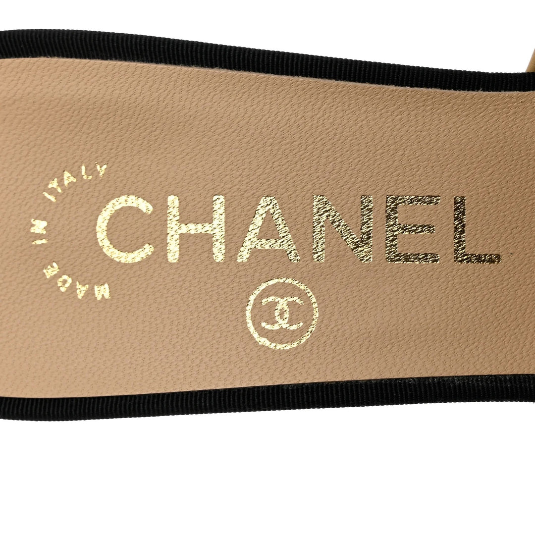 CHANEL GOATSKIN LEATHER CAP TOE MULES