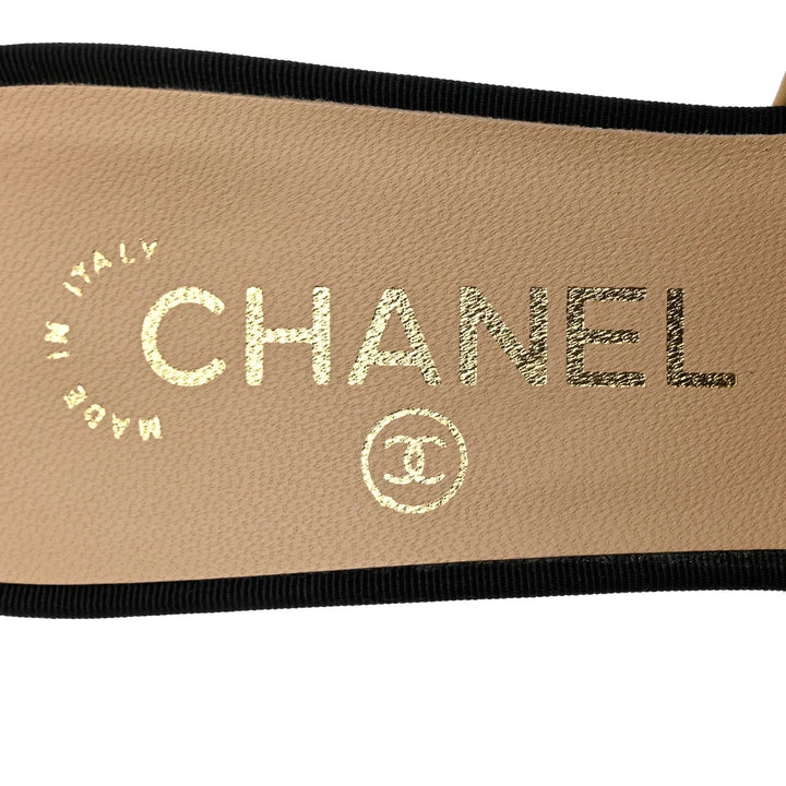 CHANEL GOATSKIN LEATHER CAP TOE MULES