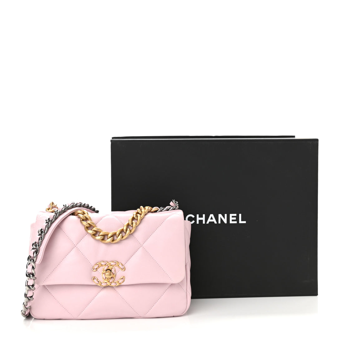 CHANEL QUILTED GOATSKIN MEDIUM CHANEL 19 FLAP BAG