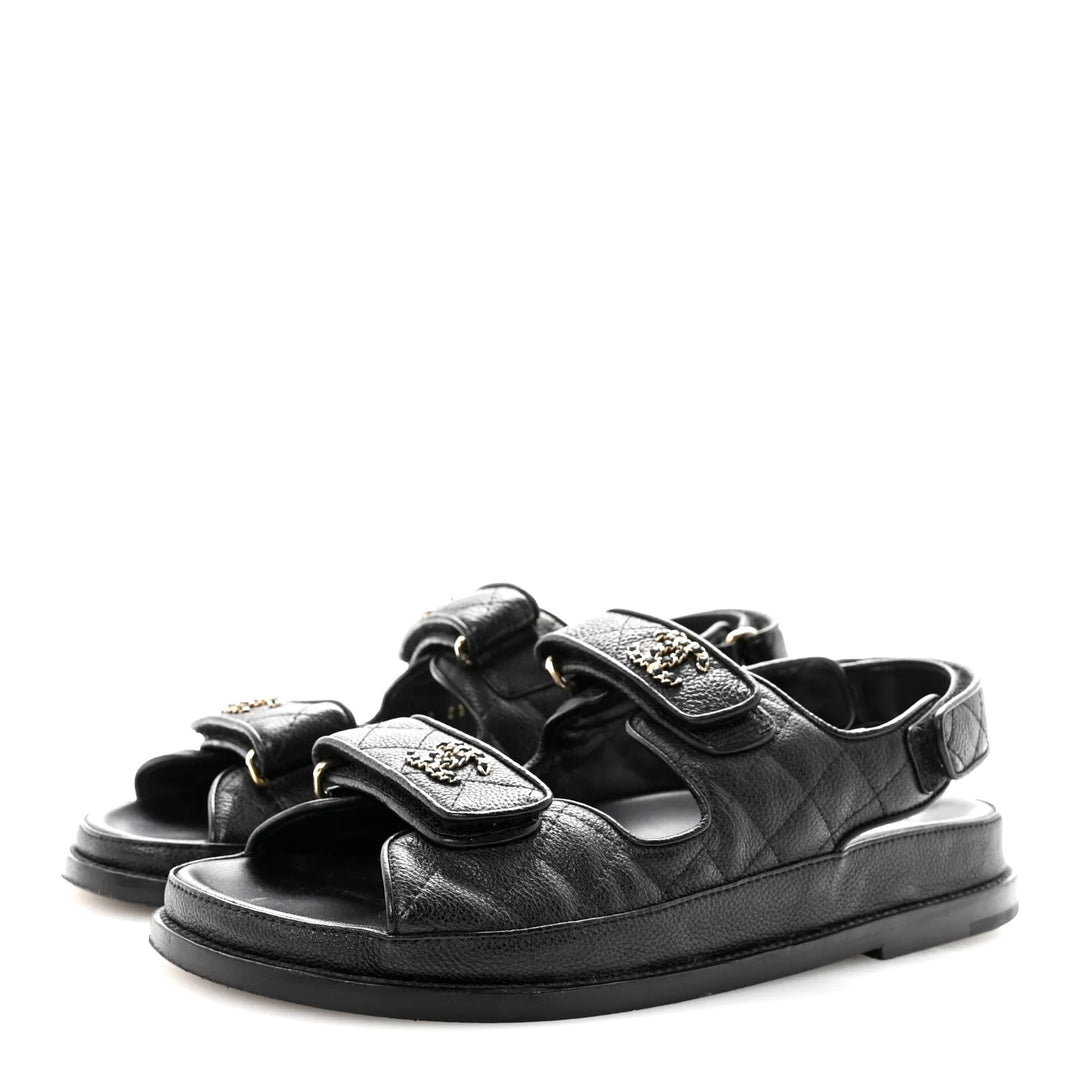 CHANEL CC GRAINED CALFSKIN DAD SANDALS