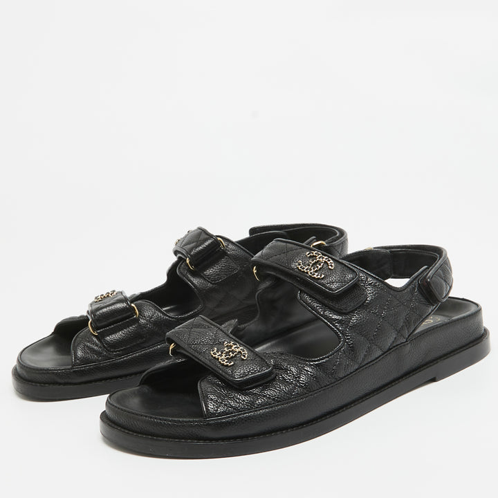 CHANEL CC GRAINED CALFSKIN DAD SANDALS