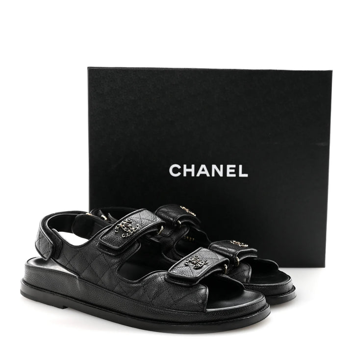 CHANEL CC GRAINED CALFSKIN DAD SANDALS