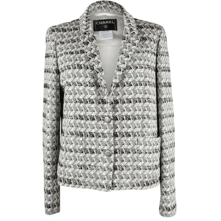 CHANEL SUBTLE SILVER THREAD TWEED BLAZER
