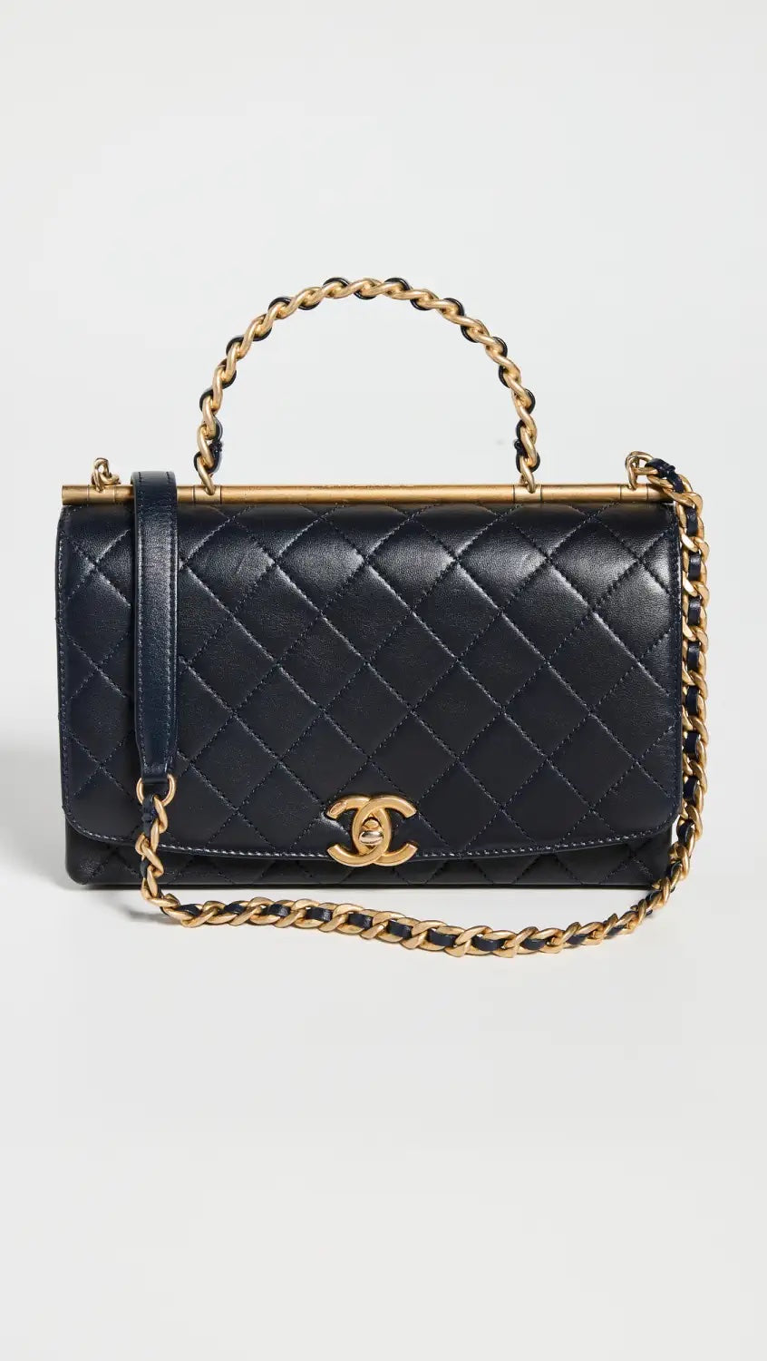 CHANEL Lambskin Quilted Small Trendy CC Chain Dual Handle Flap Bag