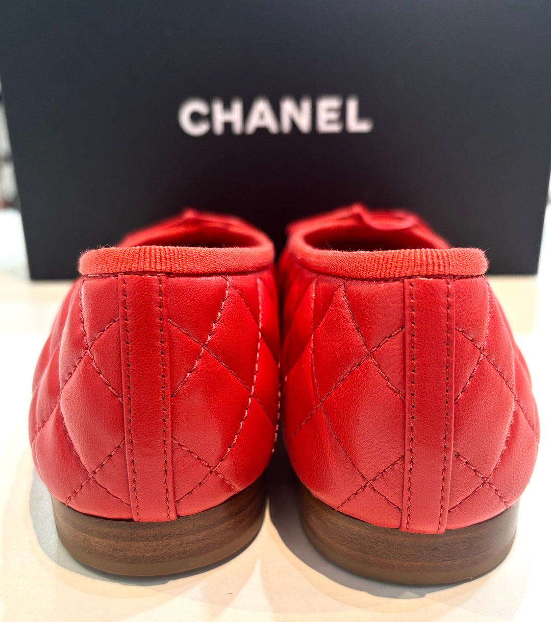 CHANEL LAMBSKIN QUILTED CC CAP TOE BALLET FLATS