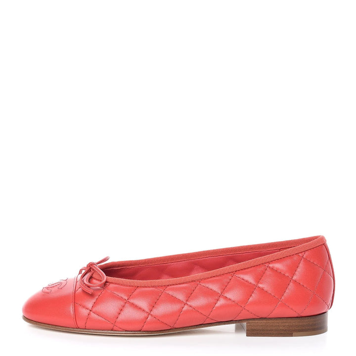 CHANEL LAMBSKIN QUILTED CC CAP TOE BALLET FLATS
